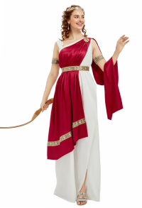 Halloween Costume Roman Queen Gown Vintage Dress with Belt and Tiara