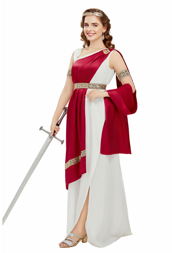 white christmas dresses Maroon Roman Fabric Frill-Stitched Gown with Maslin Crochet main image 0