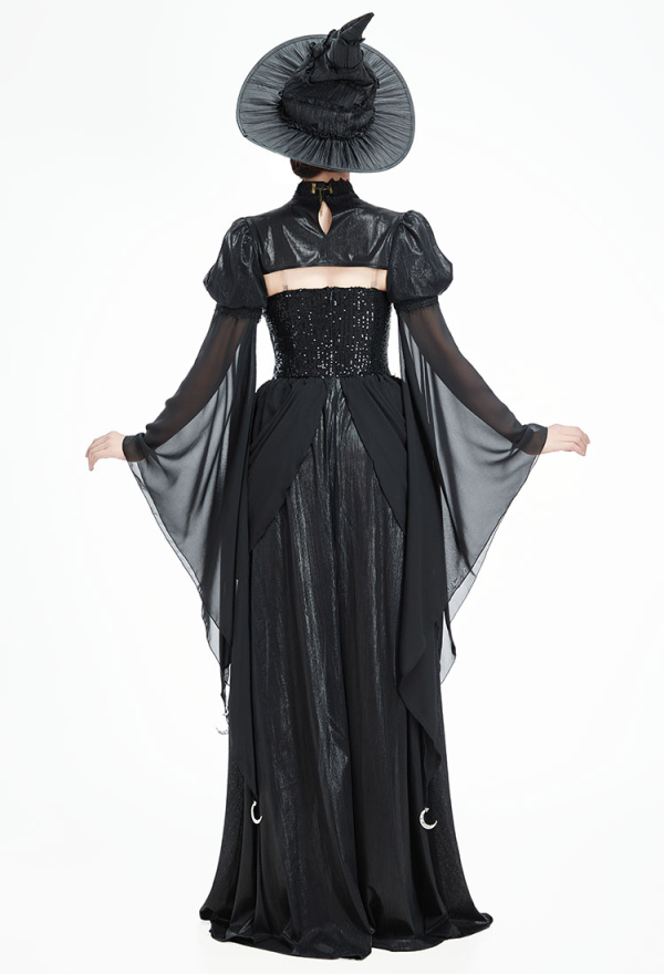 blue dress for baby girl Women's Plus Size Gothic Plunging Bat Sleeved Black Red Witch Dress – Punk  Design main image 0