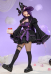 Anime Doll Derivative Halloween Witch Costume Set Gothic Lolita Dress with Cape and Hat