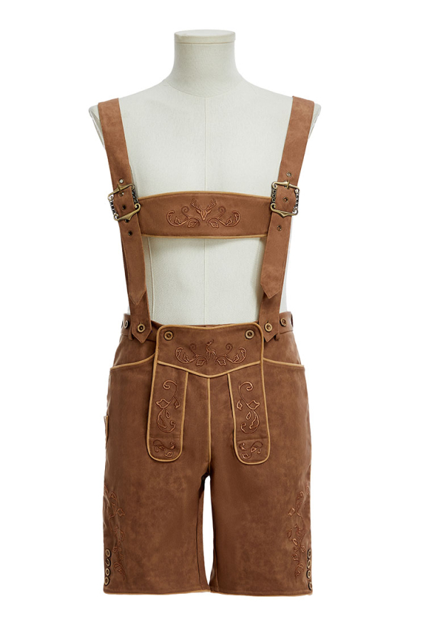 brown oktoberfest dress Lederhosen Men Adler Brown with Suspenders – Dirndl Delights