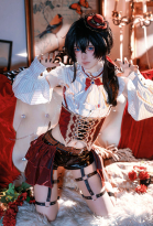 Ikezaki Misa Erotic Boy Bartoli Cosplay Costume Shirt and Shorts with Girdle and Skirt Train