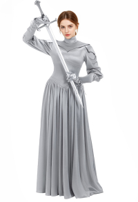 Medieval Elegant Female Warrior Dress Women Knight Maxi Dress with Gloves and Wrist Armor