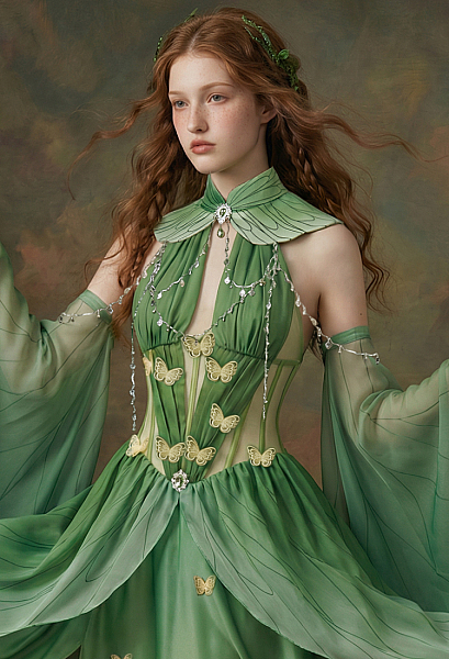 fantasy fairy dress High princess in a pink (Kat 2855)  Servian Stock Images 3 month to handmade it Daizbella Renaissance Green Butterfly Fairy