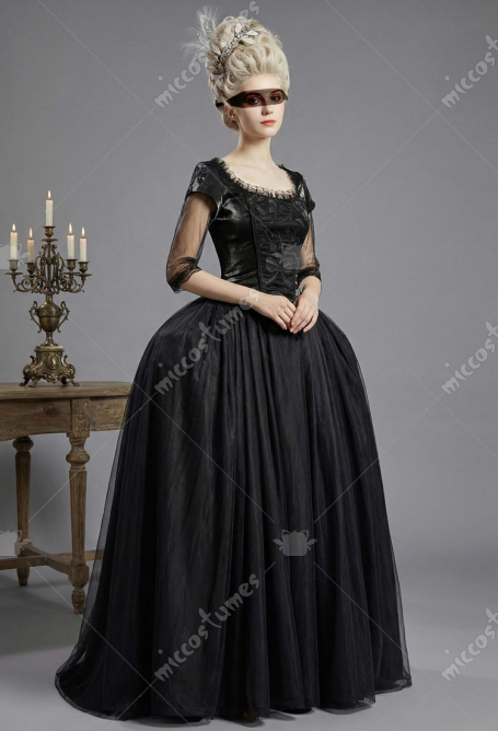 Vintage Marie Antoinette Queen Cosplay Costume Top and Elasticated Skirt with Eye Mask