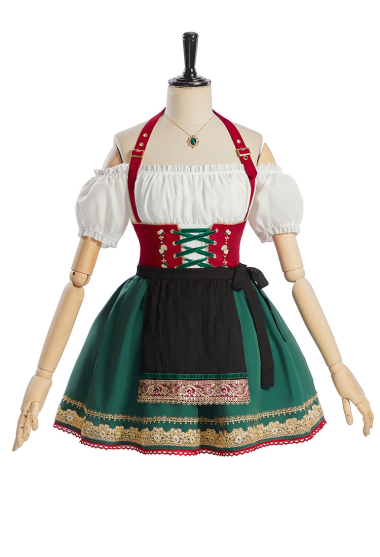 Oktoberfest Outfit German Costume Short Dirndl Dress with Apron