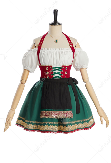 Oktoberfest Outfit German Costume Short Dirndl Dress with Apron