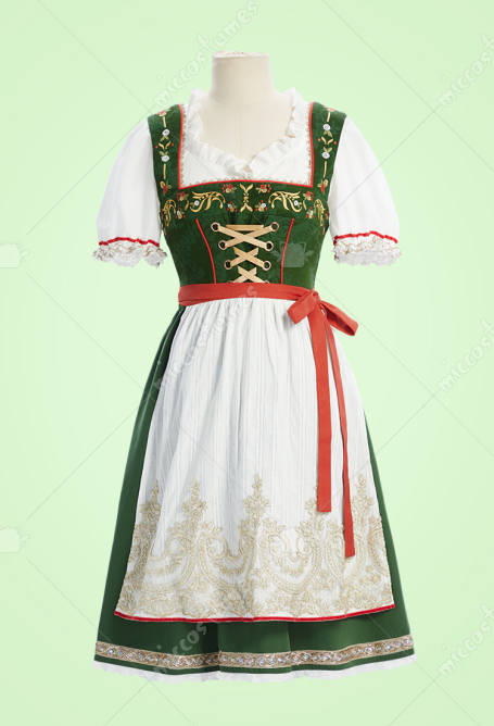 Oktoberfest Bavarian Attire German Dirndl Dress with Apron and Blouse