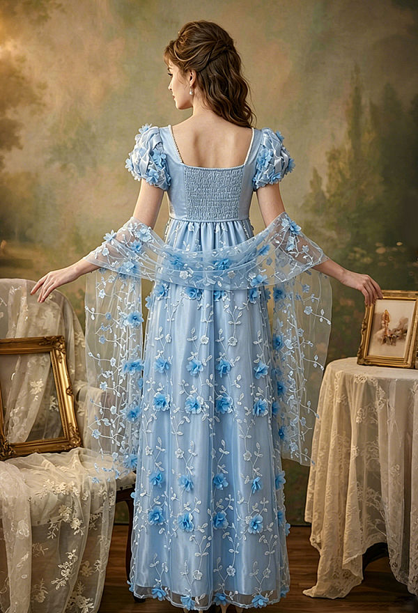 regency era blue dress Amazon.com: Regency Dress for Women Empire Waist Floral Regency Era Costume Jane Austen Tea Party Victorian Ball Gown, Blue, Small : Clothing, Shoes & Jewelry