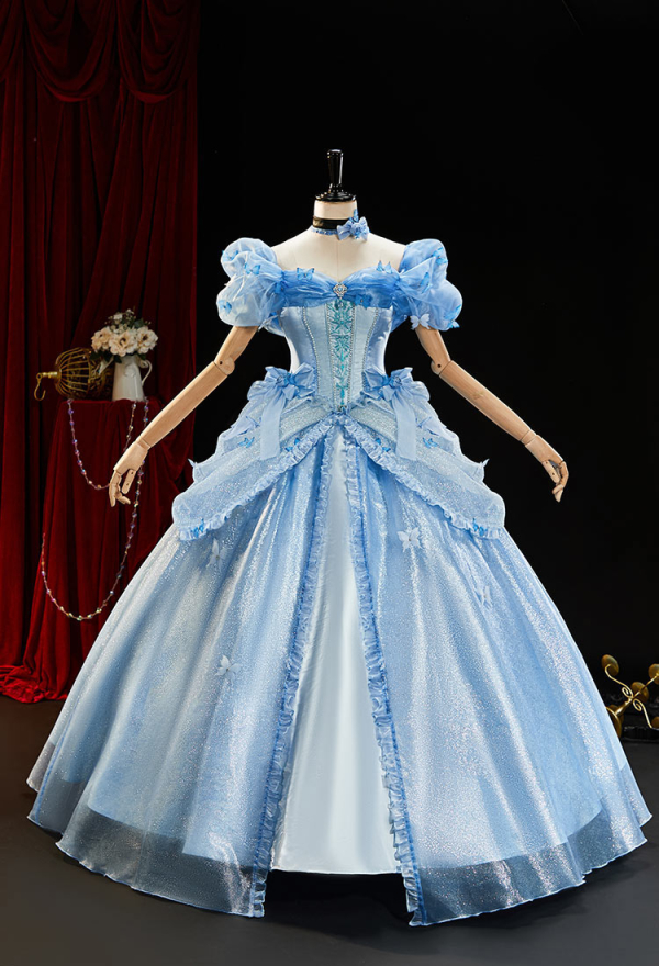 Premium Ver Cinderella Princess Puff Sleeve Dress - Cosplay Costume | Top  Quality Outfits for Sale