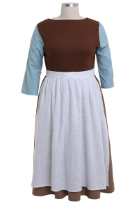 Plus Size Cinderella Cosplay Costume Brown Housemaid Dress with scarf