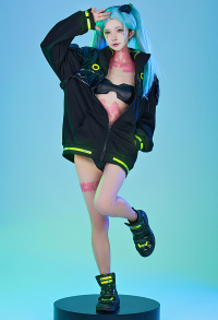 Cyberpunk: Edgerunners Costume de Cosplay Rebecca Veste Ensemble avec des Autocollants de Tatouage