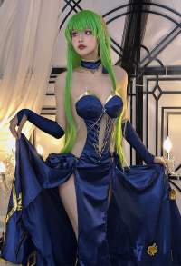 Mahjong Soul x Code Giasu C.C Cosplay Costume Bodysuit and Skirt with Gloves and Choker