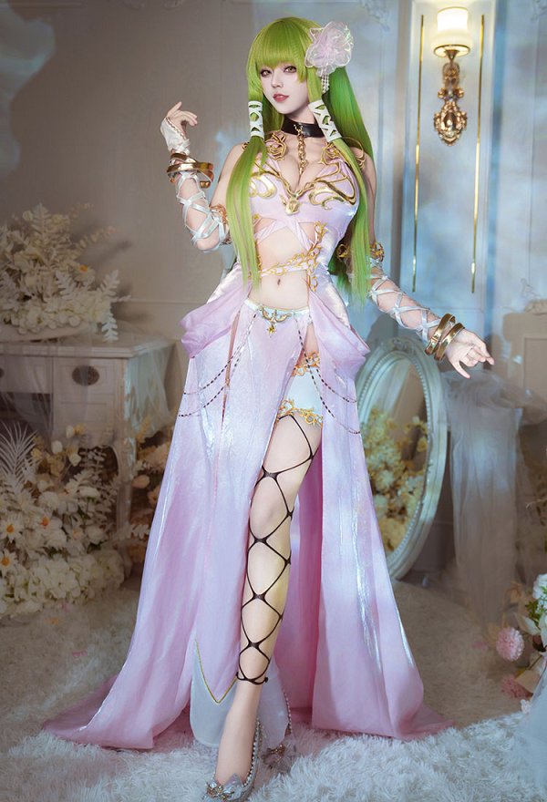 Anime C.C. Costume- Game Pink Dress Set Code Giasu Cosplay | Top