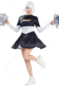 2B Derivative Cheerleader Costume Long-Sleeve Backless Short Dress with Cheerleader Flowers