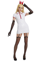 Chainsaw Killer Makima Power Cosplay Costume Sexy Nurse Outfit with Hat Gloves