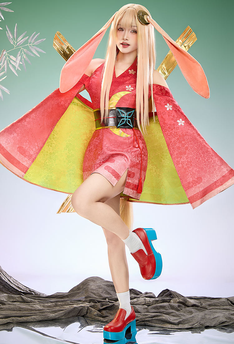 Cosmic Princess Kaguya Kaguya‌ Cosplay Costume Dress with Obi Belt and Tail
