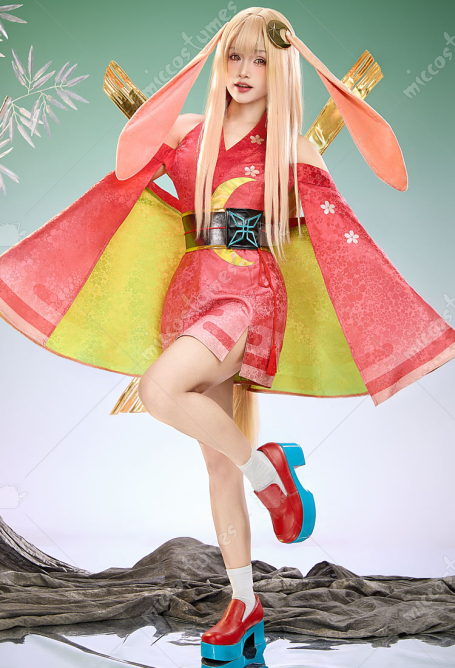 Cosmic Princess Kaguya Kaguya‌ Cosplay Costume Dress with Obi Belt and Tail