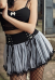 Woman Sexy Cute Tie-Front Strapped Net Yarn Spliced Color Contrast High Waist Lace Decorated Multiple Layer Skirt Costume Outfit for Spring