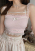 Woman Cute Sleeveless Lace Trim Strap Camisole Tank Top