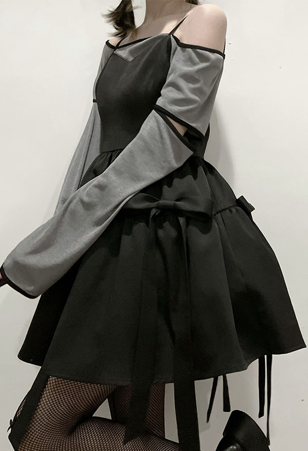 Woman Black Layers Soft Tulle Sleeveless Solid Color Suspender Skirt with Bow-knot