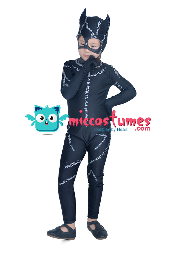 Kids' DC Catwoman Black Jumpsuit with Gloves & Mask Halloween