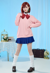 DDD Momo Ayase Costume de cosplay Chemisier et haut assortis avec une jupe plissée et un nœud papillon