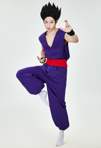 Anime Saiyaman Cosplay Costume Top and Pants Set with Belt and Wrist Guards
