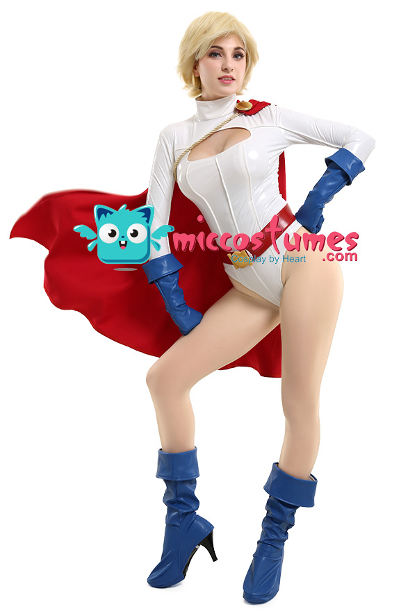 Superheroine Powerful Girl Kara Karen Cosplay Leotardo con Capa