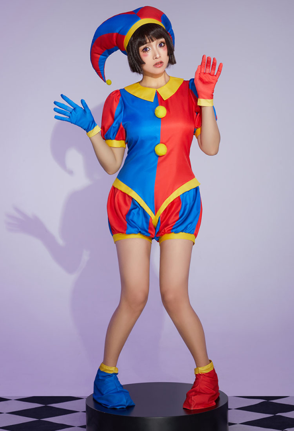 TADC Clown Girl Cosplay Costume Clown Bodysuit et gants avec couvre-chaussures