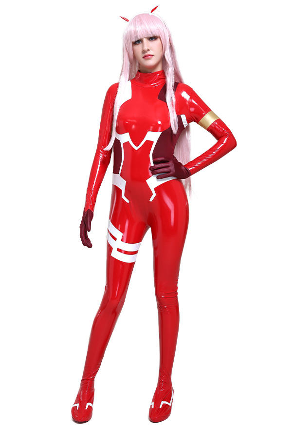 DARLING in the FRANXX Costume de Cosplay Zero Two Code 002 Combinaison en Cuir Rouge