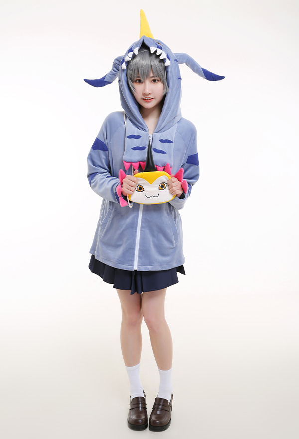 Digital Monsters Digimon Costume de Cosplay Gabumon Veste à Capuche avec Sac