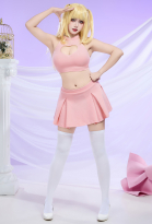 Death Book MisaMisa Cosplay Costume Pink Outfit Top and Skirt with Socks
