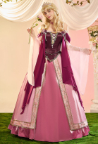 Premium Ver Sleeping Beauty Princess Aurora Cosplay Costume Dress with Ribbon and Choker
