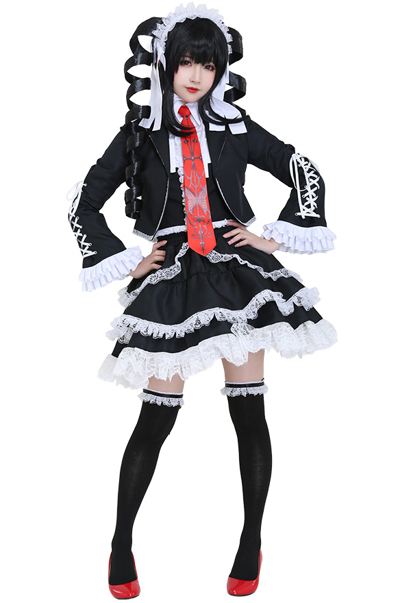 Danganronpa Costume de Cosplay Celestia Ludenberg Lolita avec Jupon et Serre-tête