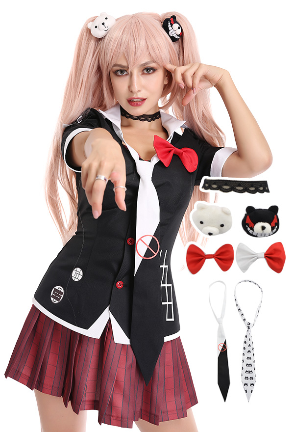 Danganronpa Costume de Cosplay Junko Enoshima Set Uniforme avec Deux Cravates