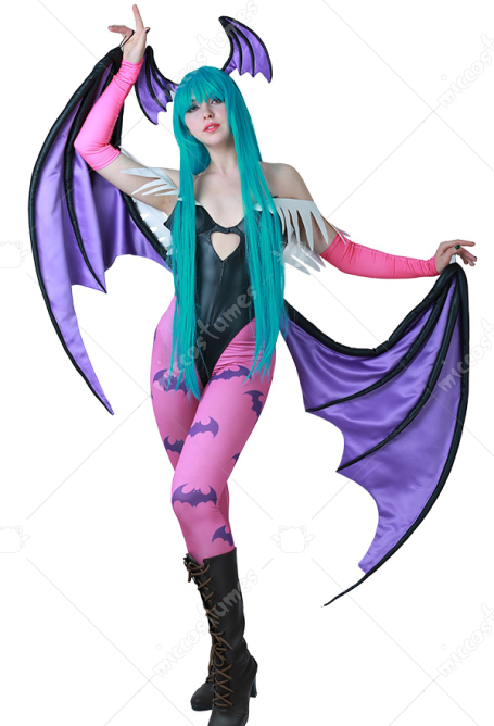 Darkstalkers Morrigan Aensland Cosplay Kostüm mit Flügeln