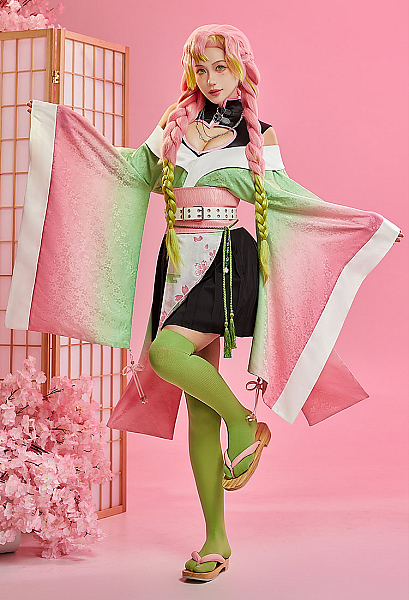 KNY Love Hashira Derivative Classic Japanese-style Dress and Skirt with Top and Waist Belt