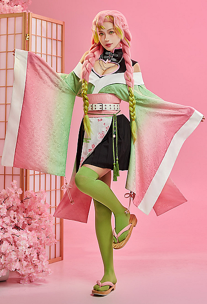 KNY Love Hashira Derivative Classic Japanese-style Dress and Skirt with Top and Waist Belt