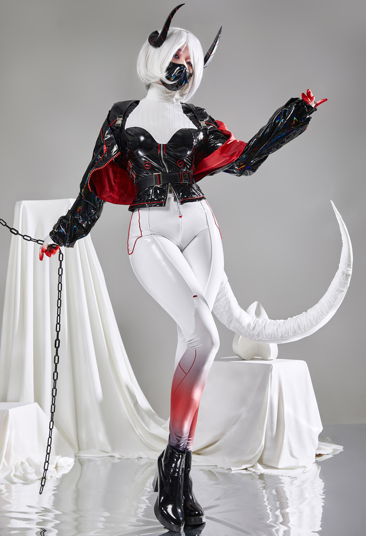 Miccostumes x Mobbunny x Echanis Enicha ThermoALTER Cyberpunk Dragon Girl Costume Lingerie Set Top and Pants with Coat and Tail