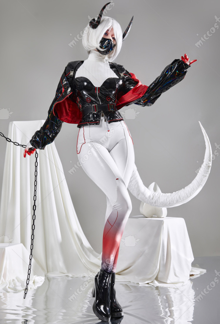 Miccostumes x Mobbunny x Echanis Enicha ThermoALTER Cyberpunk Dragon Girl Costume Lingerie Set Top and Pants with Coat and Tail