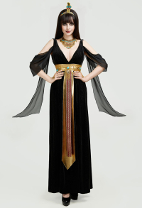 Halloween Cleopatra Costume Egyptian Queen Dress with Belt and Tiara