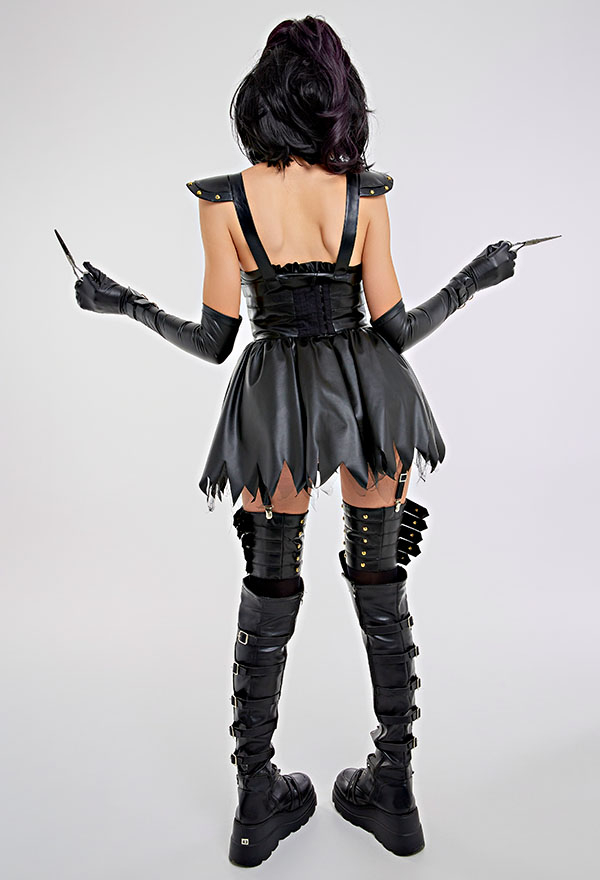 Edward Scissorhands Costume de Cosplay Style Gothique Halloween Robe Set