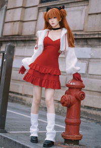 Anime Girl Figure Ver Cosplay Costume Red Winter Dress with Jacket and Hat