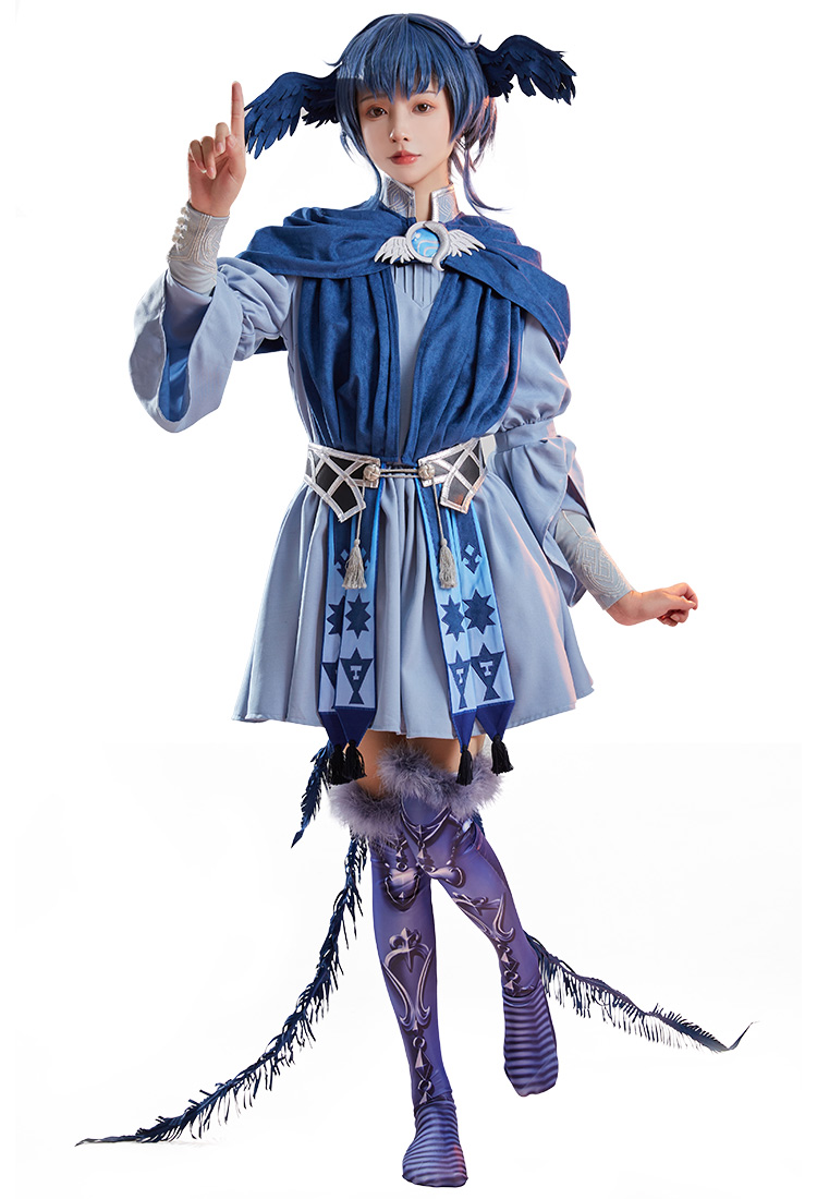 FF XIV Meteion Cosplay Costume Bewinged Girl Dress Set