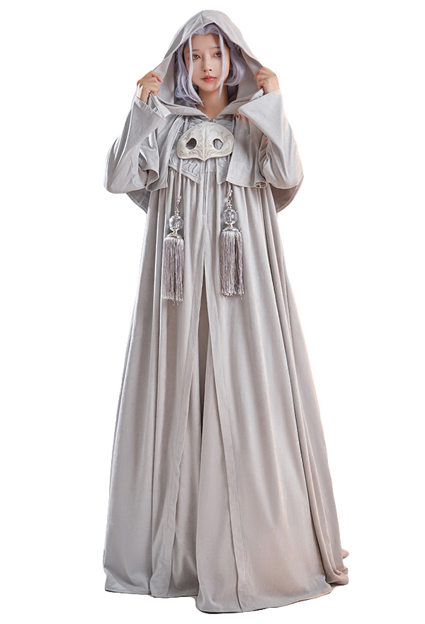 FF XIV Acient Venat Hydaelyn Cosplay Costume Grey Robe