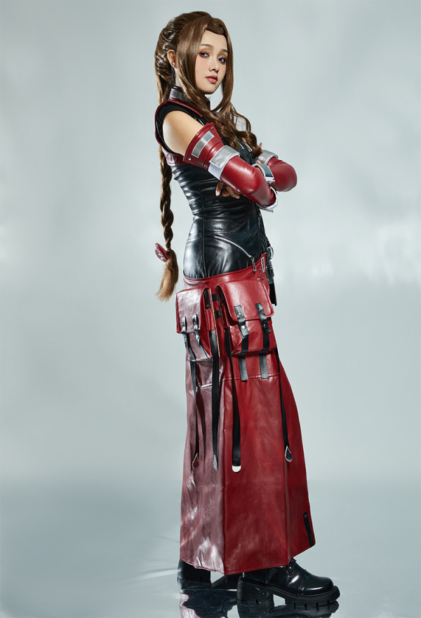 FF Aeris Costume de Cosplay Aeris Top et Pantalon avec Jupe et Gilet