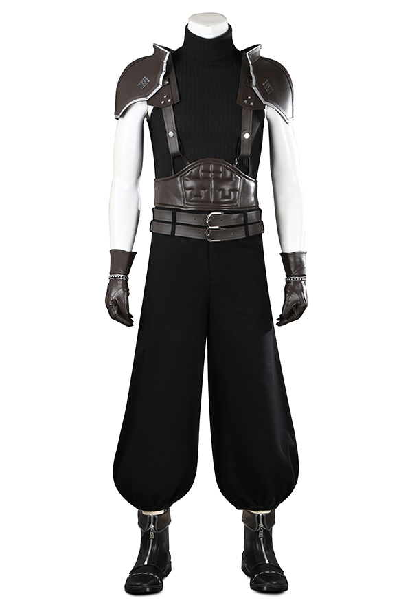 FF Zack Cosplay Costume Tank Top and Long Pants with Shoulder Pads and Gloves