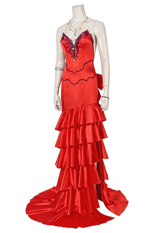 aeris red dress FF VII Remake Aerith Aeris Gainsborough Red Party Dress Halloween Cosplay Costume