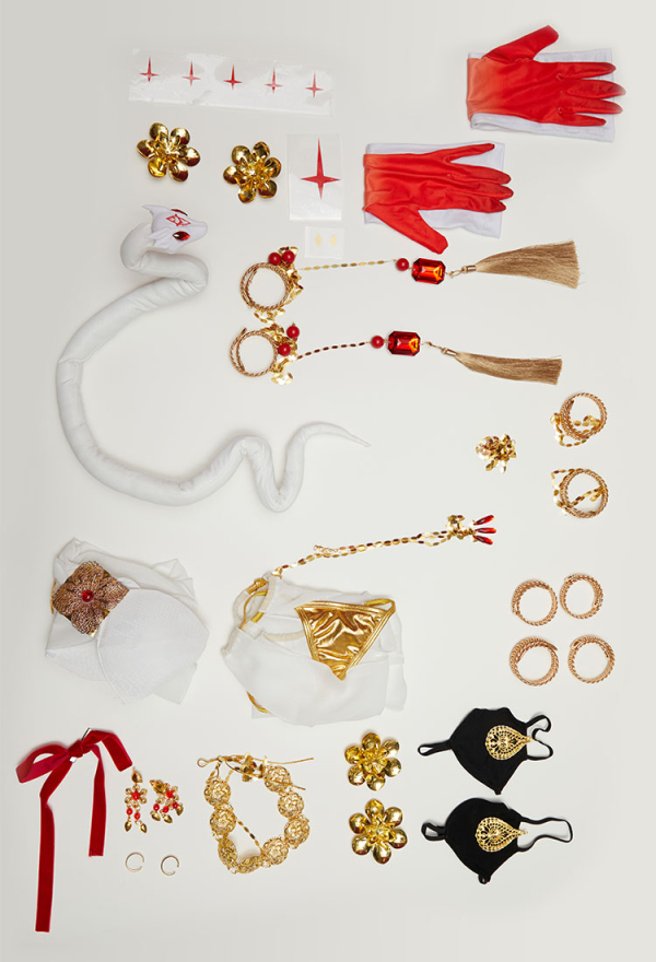 Women Durga Costume- Sexy Top and Panty Set with Gloves and Waist